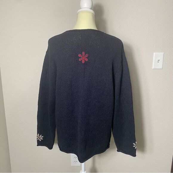 Vintage Woolrich Christmas Snowflake Black Knit Sweater Women's Size XL - Picture 7 of 14